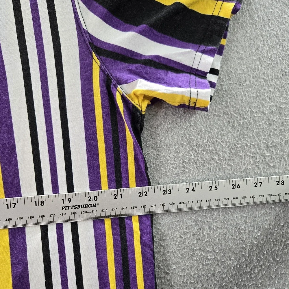 Los Angeles Lakers Men Shirt XL Purple Striped‎ Ringer LeBron James 23 Logo
